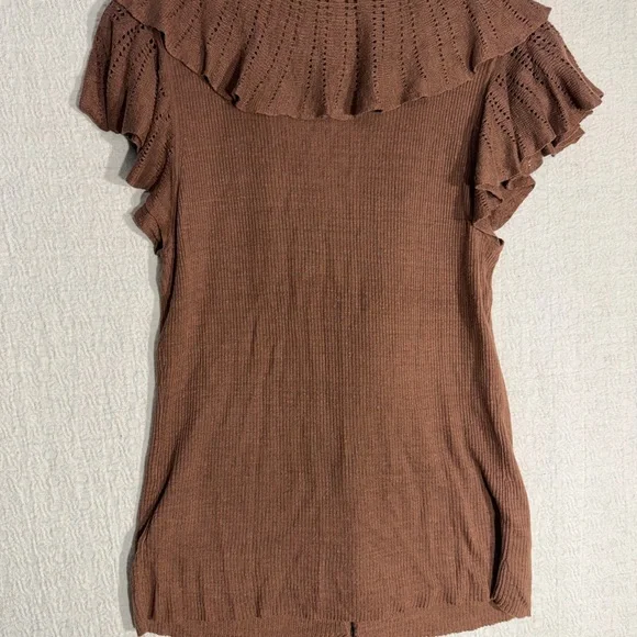 Ralph Lauren Brown Ruffled Blouse - Picture 6 of 6